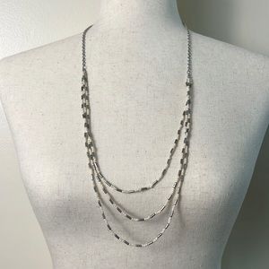 Cream & silver bead necklace adjustable length